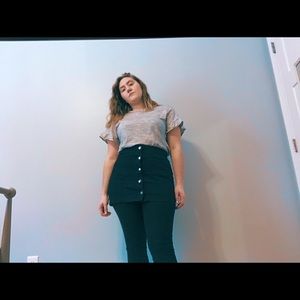 Black button up jean skirt